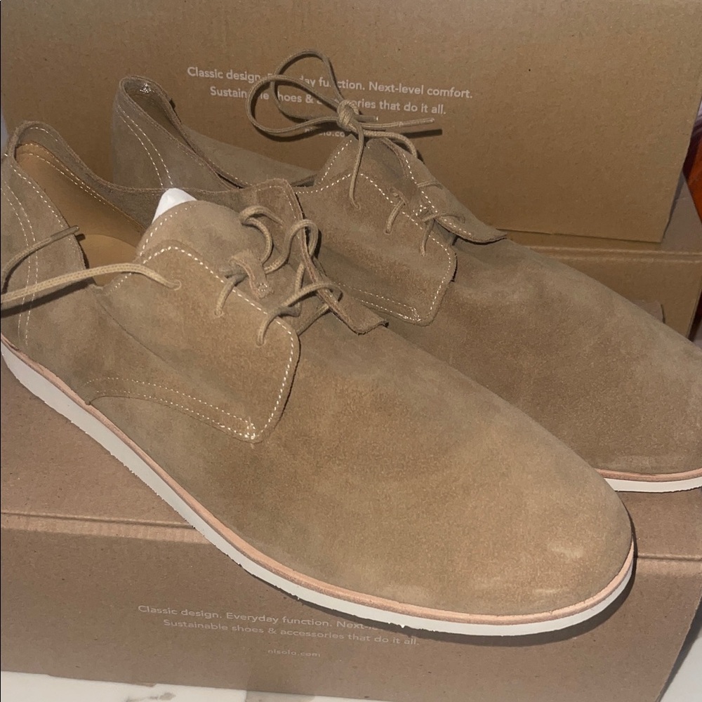 Nisolo lightweight flex Derby in stone size 12